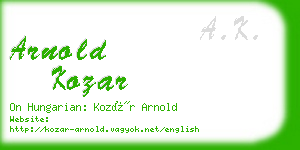 arnold kozar business card